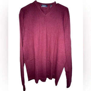 Brandini Sweater Maroon Men’s XL Tall 100% Extra Fine Merino Wool Italy